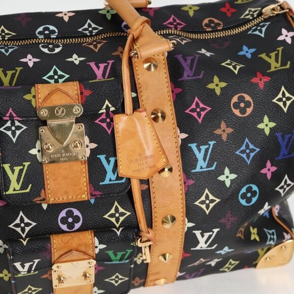 LOUIS VUITTON Monogram Multicolor Keepall 45 Bag Black - Picture 10 of 15